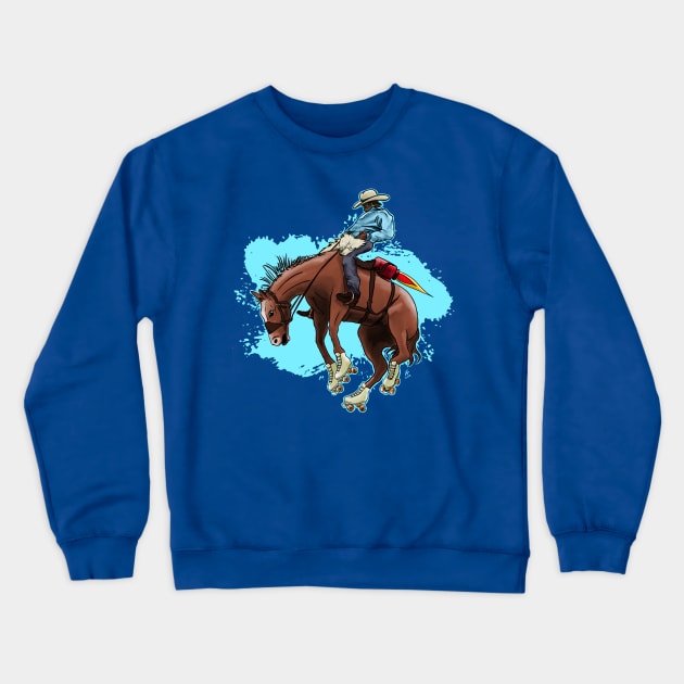 Rodeo Cowboy Roller Skates Jetpack Crewneck Sweatshirt by Doodl